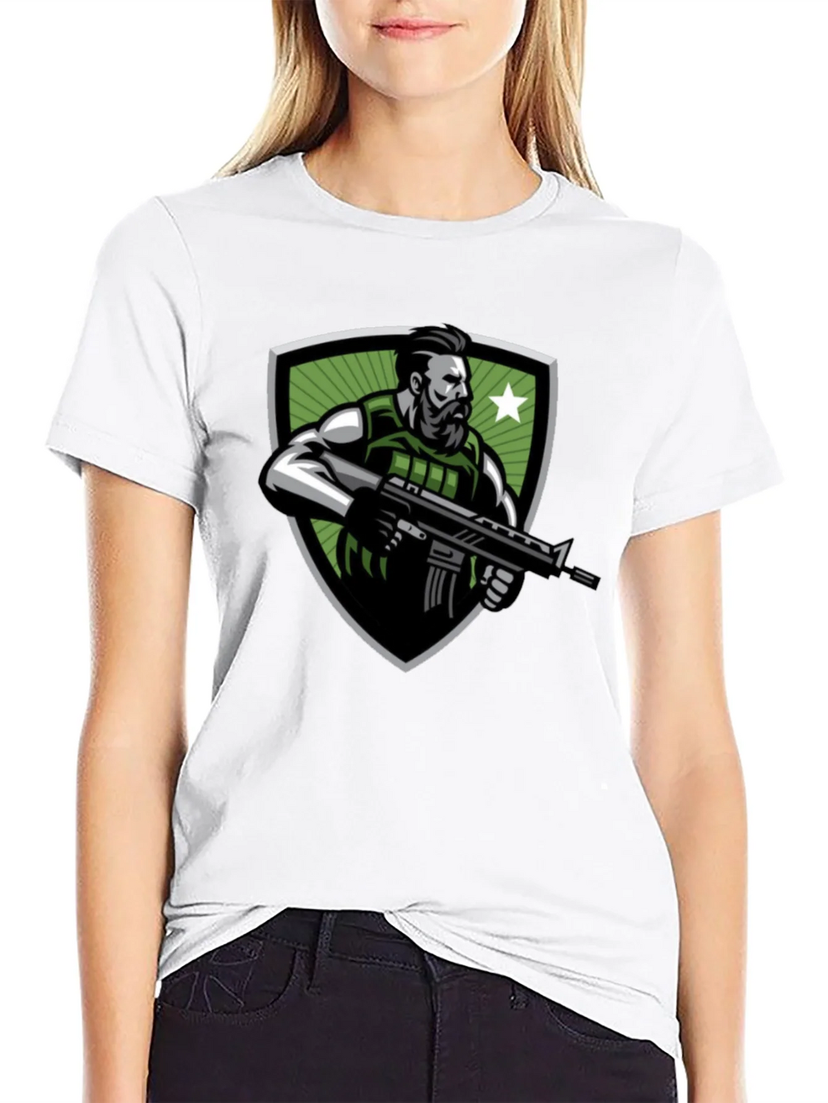 Tactical Soldier Graphic Tee - Black