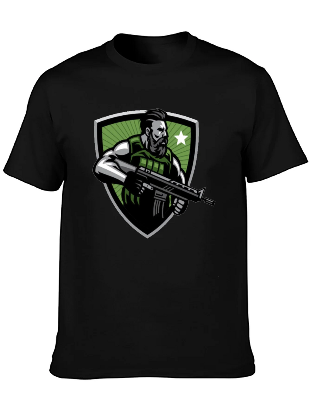 Tactical Soldier Graphic Tee - Black