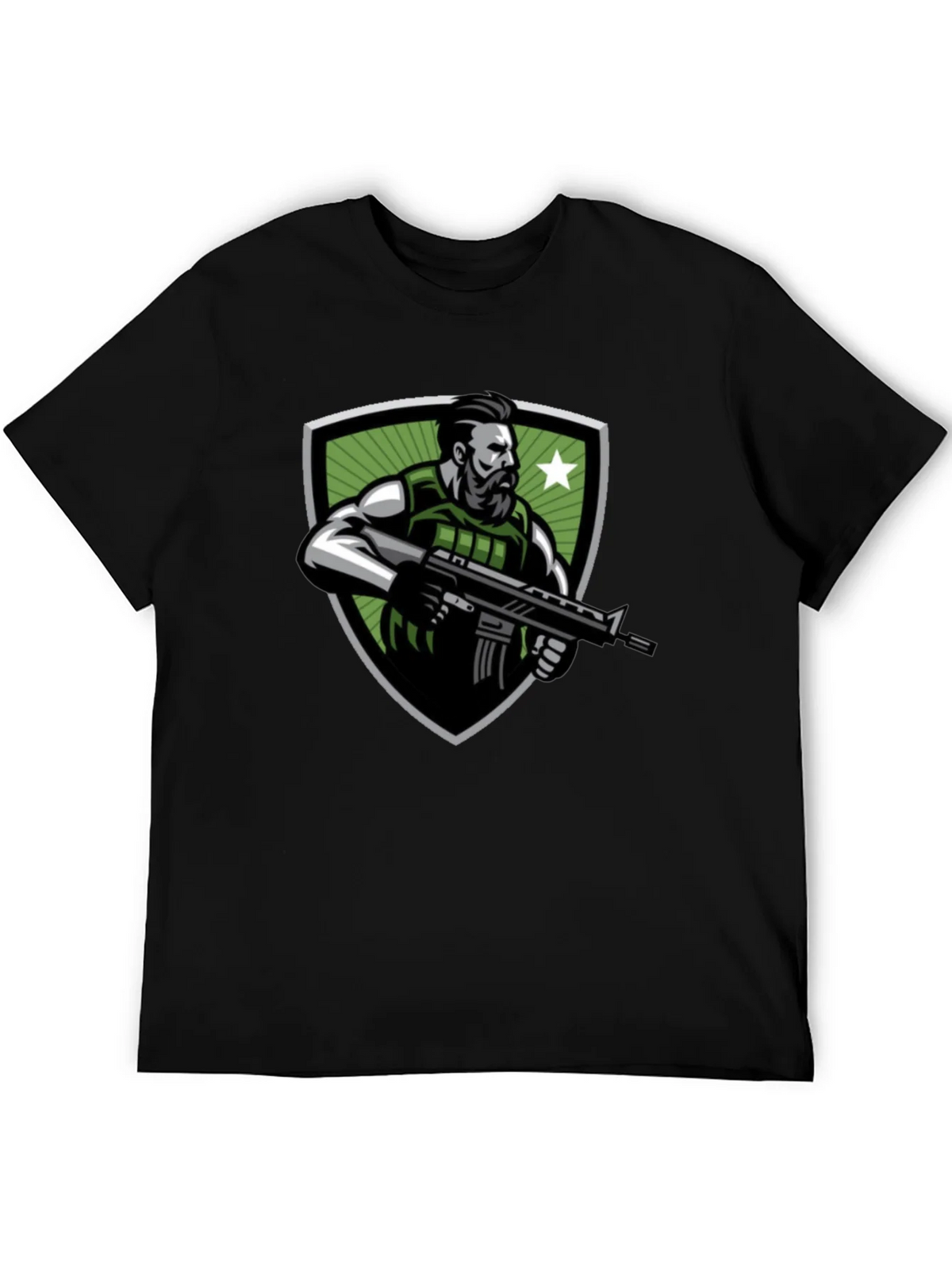 Tactical Soldier Graphic Tee - Black