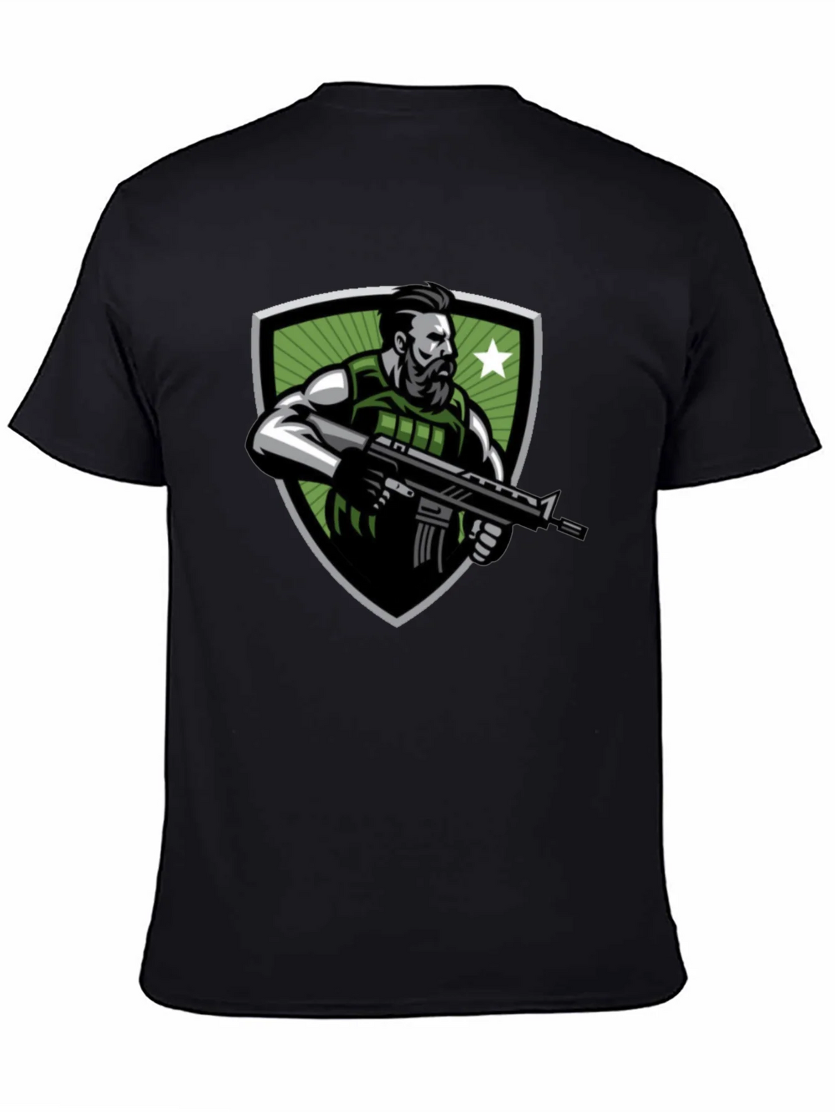 Tactical Soldier Graphic Tee - Black