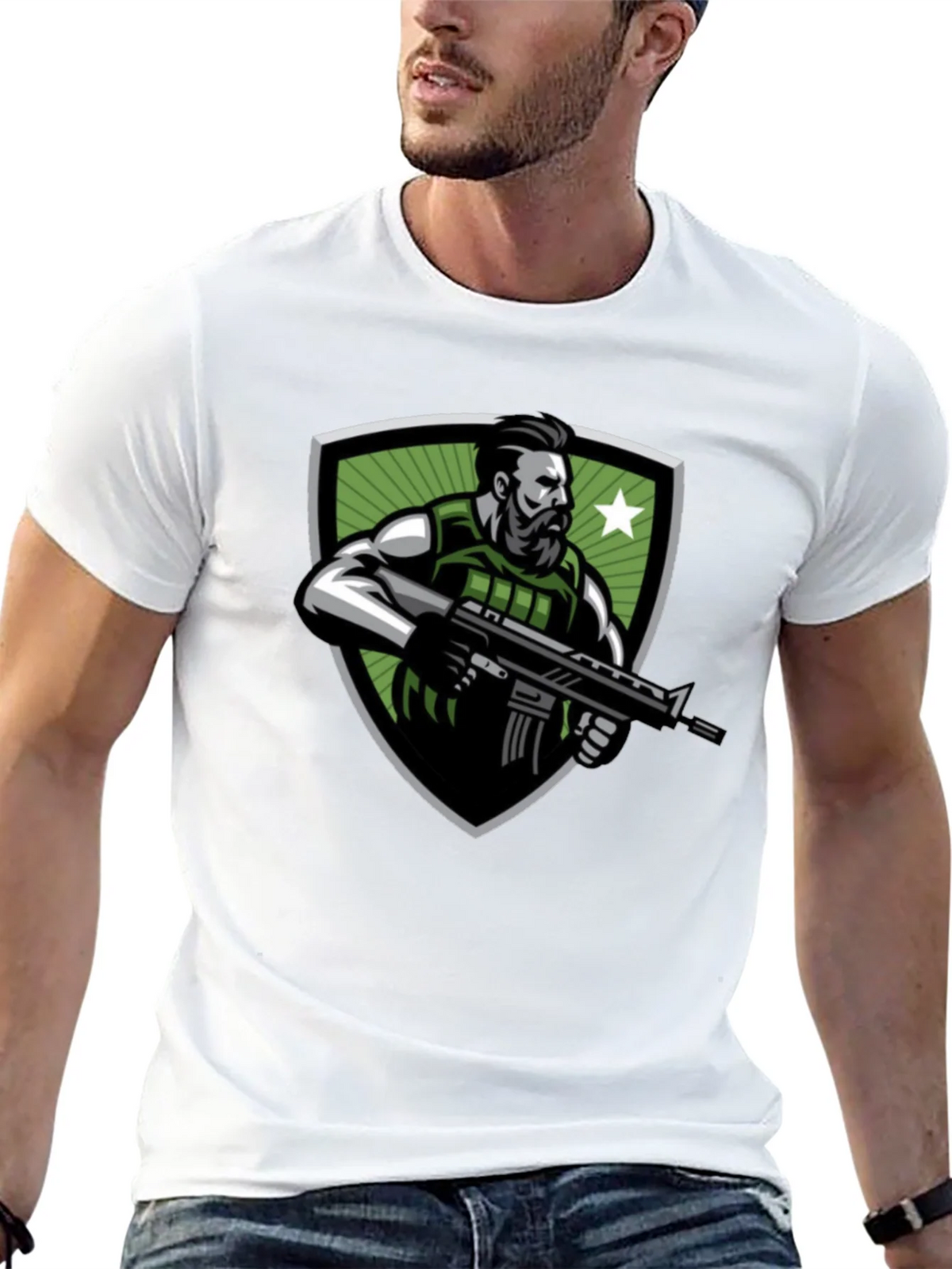 Tactical Soldier Graphic Tee - Black