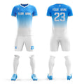Custom Light Blue White Casual Printing Sportswear Soccer Sets Jersey