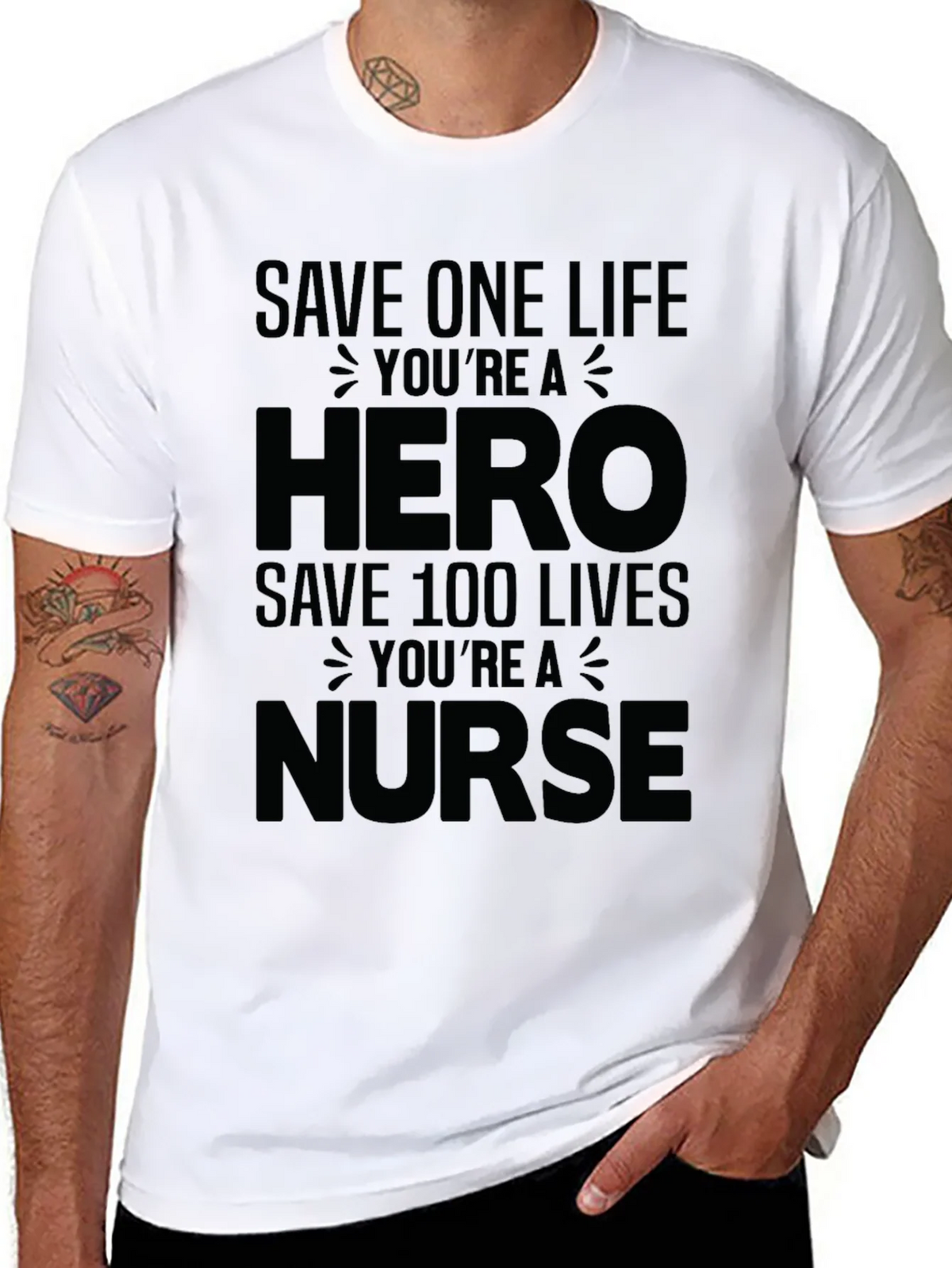 Hero Nurse Graphic Tee - Black Unisex T-Shirt