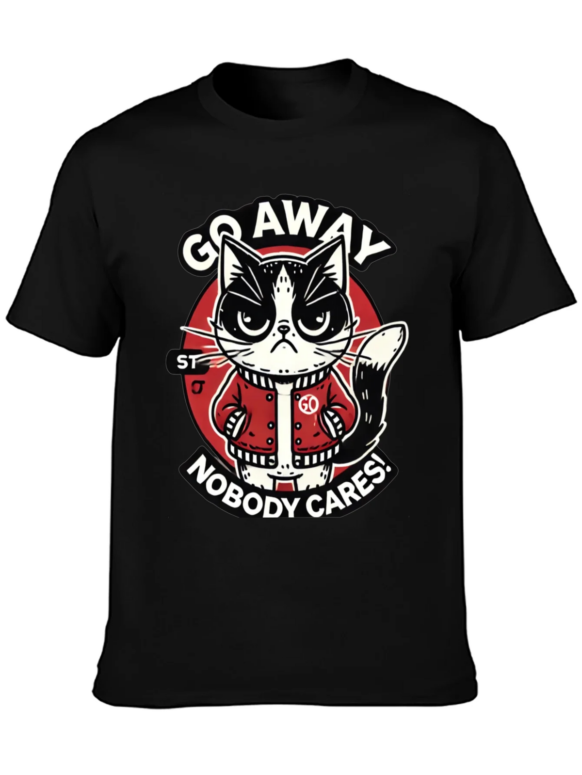 Go Away Cat T-Shirt Funny Graphic Tee