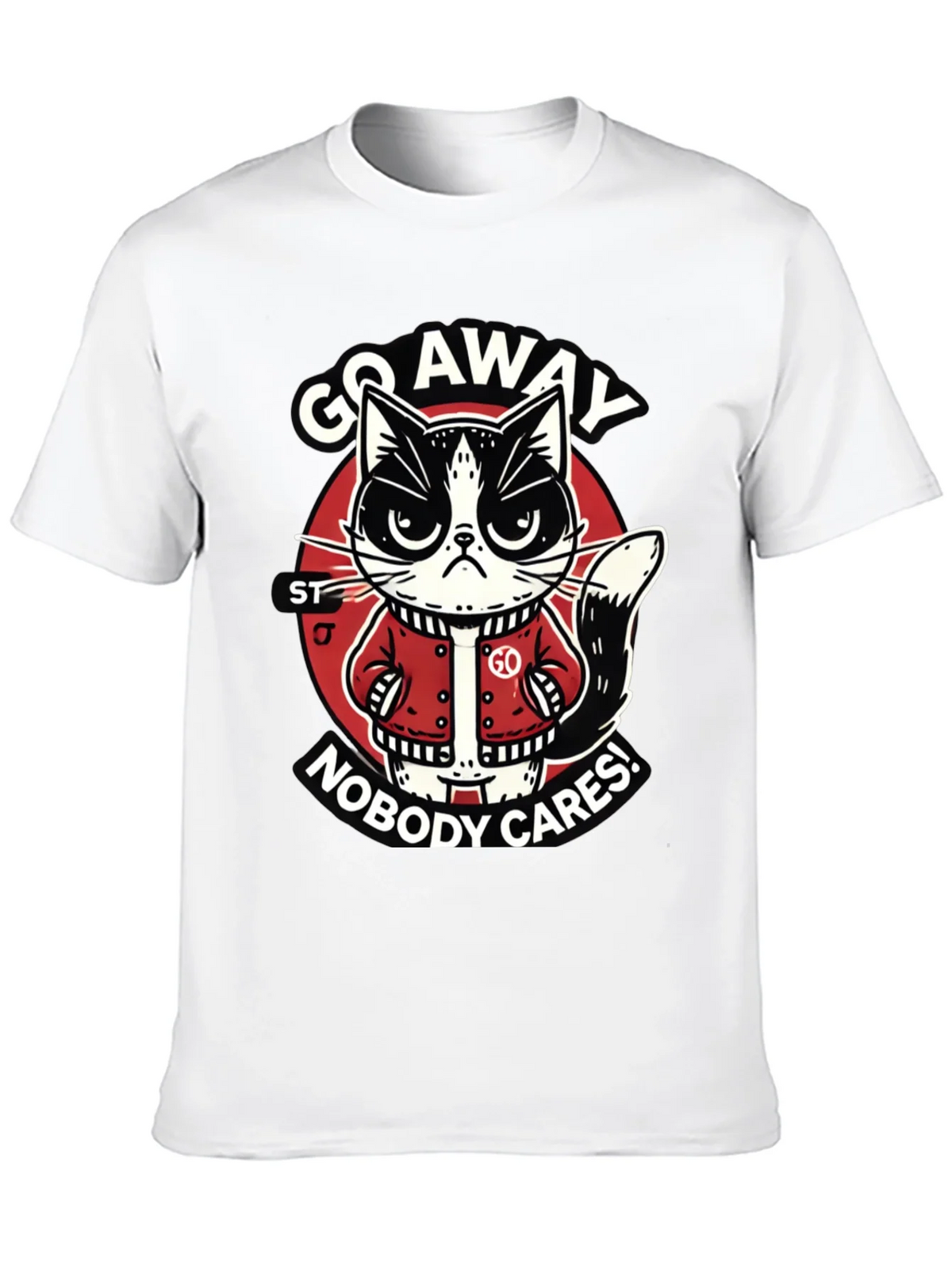 Go Away Cat T-Shirt Funny Graphic Tee