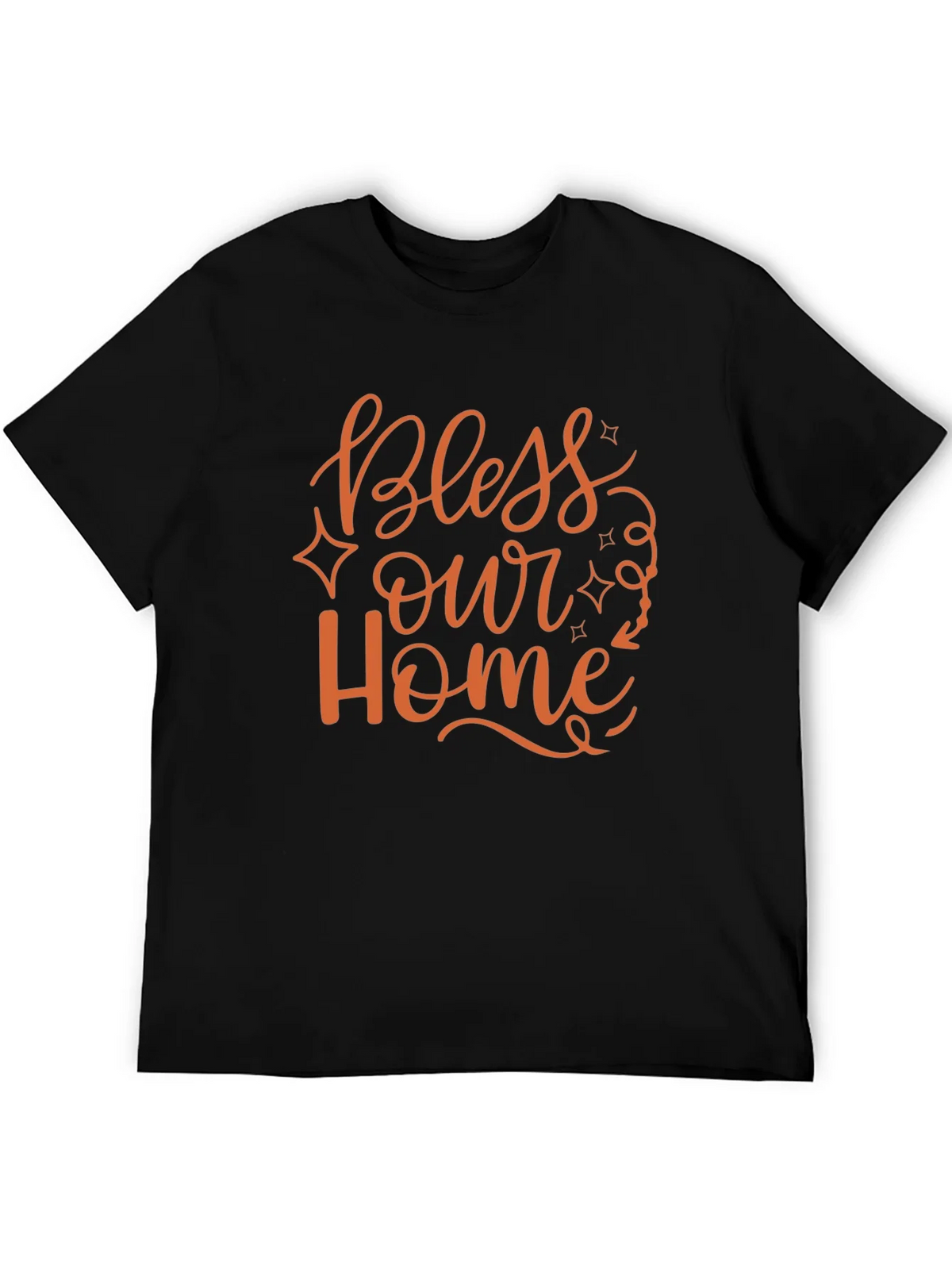 Bless Our Home Graphic Print Black T-Shirt