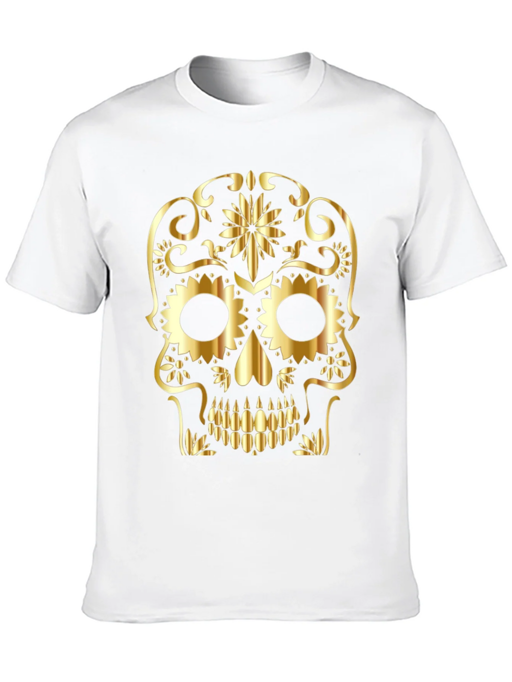 Golden Sugar Skull Graphic Tee
