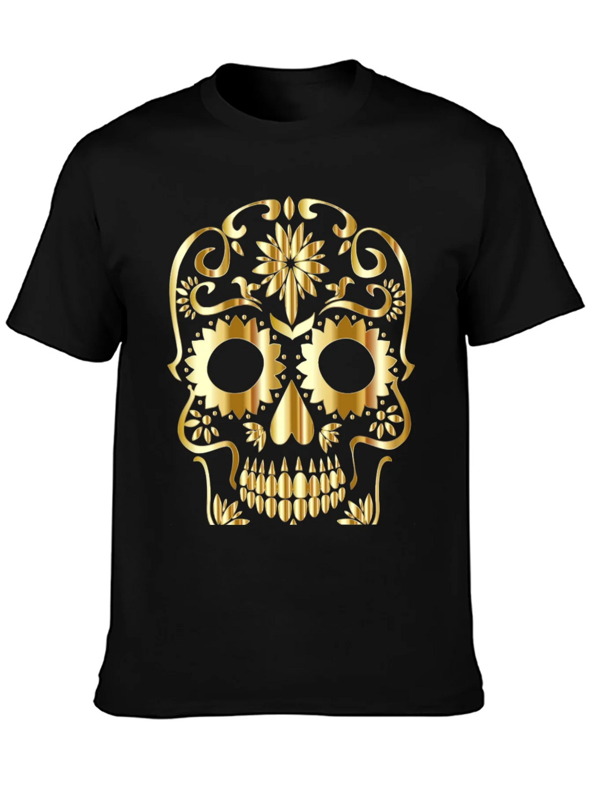 Golden Sugar Skull Graphic Tee