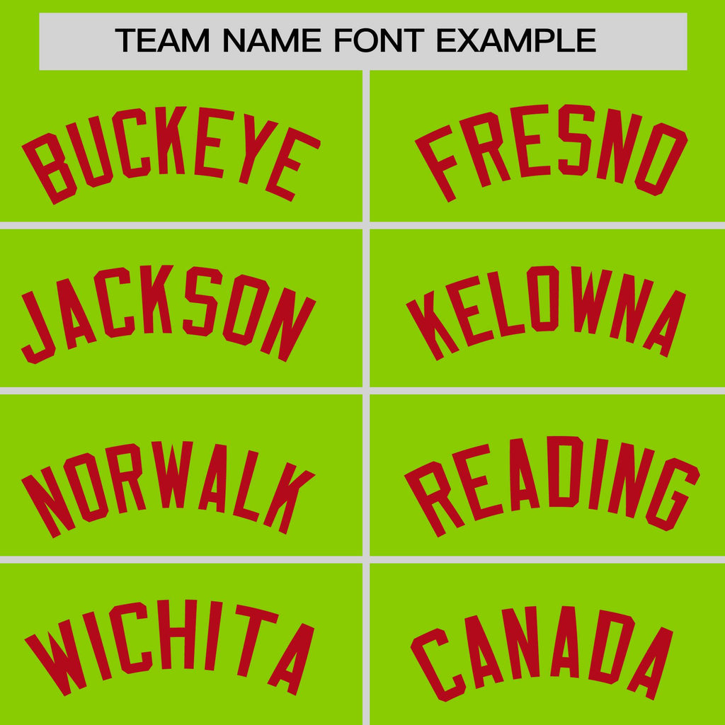 Custom Neon Green Red Pinstripe Personalized Raglan Sleeves Authentic Baseball Jersey