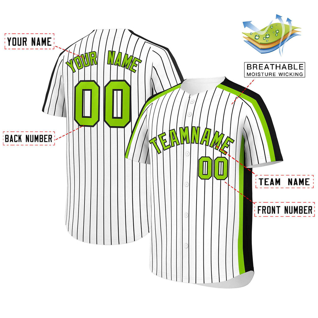 Custom White Black Pinstripe Personalized Side Two-tone Authentic Baseball Jersey
