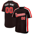 Custom Black Red Pinstripe Personalized Side Two-tone Authentic Baseball Jersey