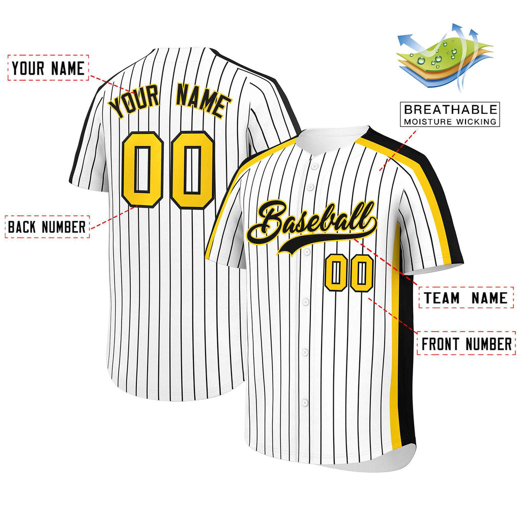 Custom White Black Pinstripe Personalized Side Two-tone Authentic Baseball Jersey