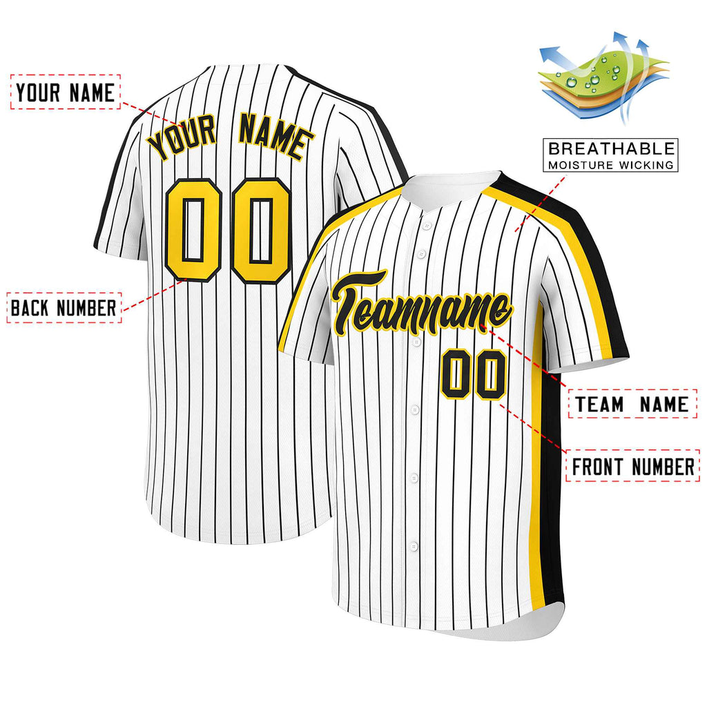 Custom White Black Pinstripe Personalized Side Two-tone Authentic Baseball Jersey