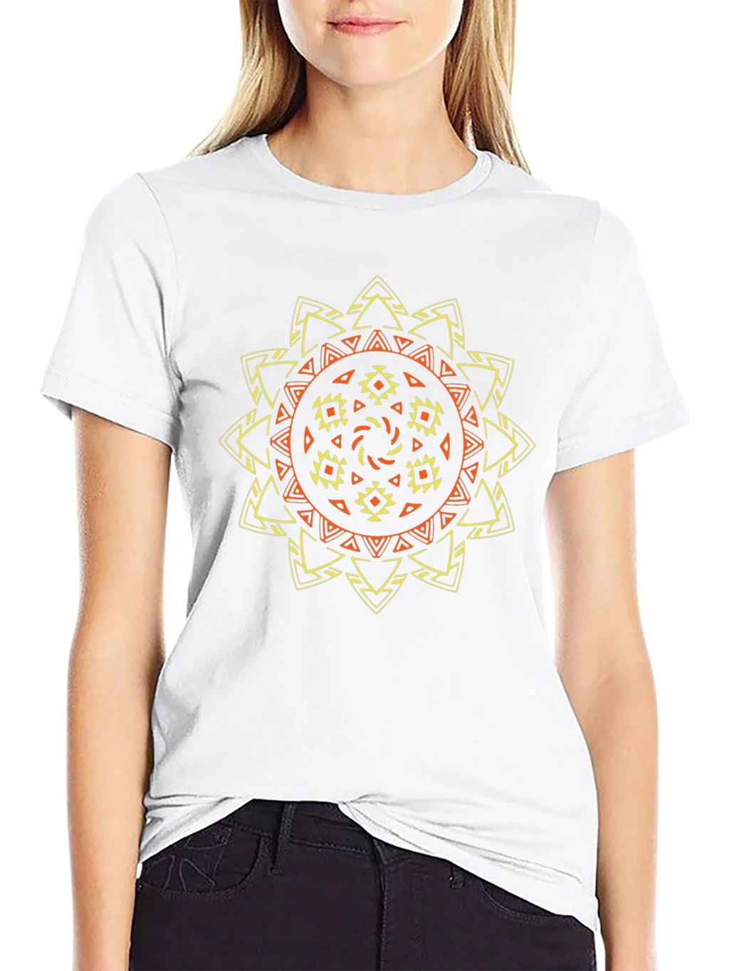 Tribal Sun Graphic Tee - Stylish Black T-Shirt