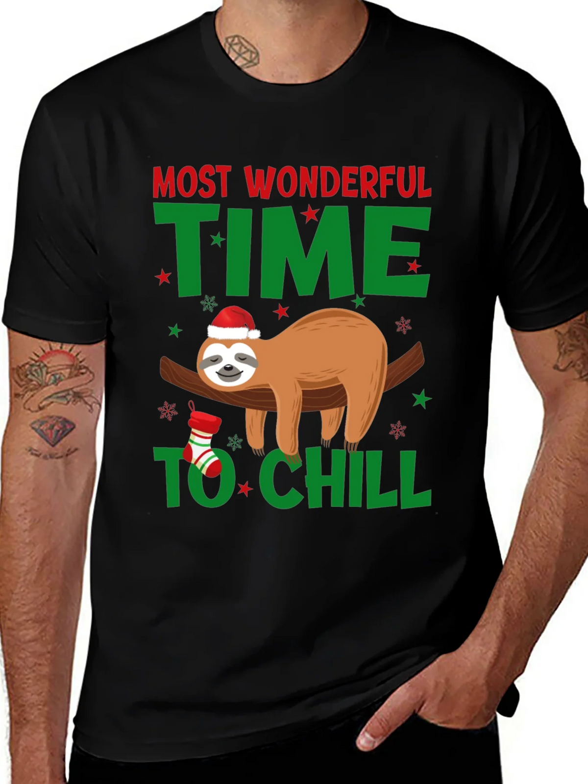 Festive Sloth T-Shirt: Most Wonderful Time to Chill