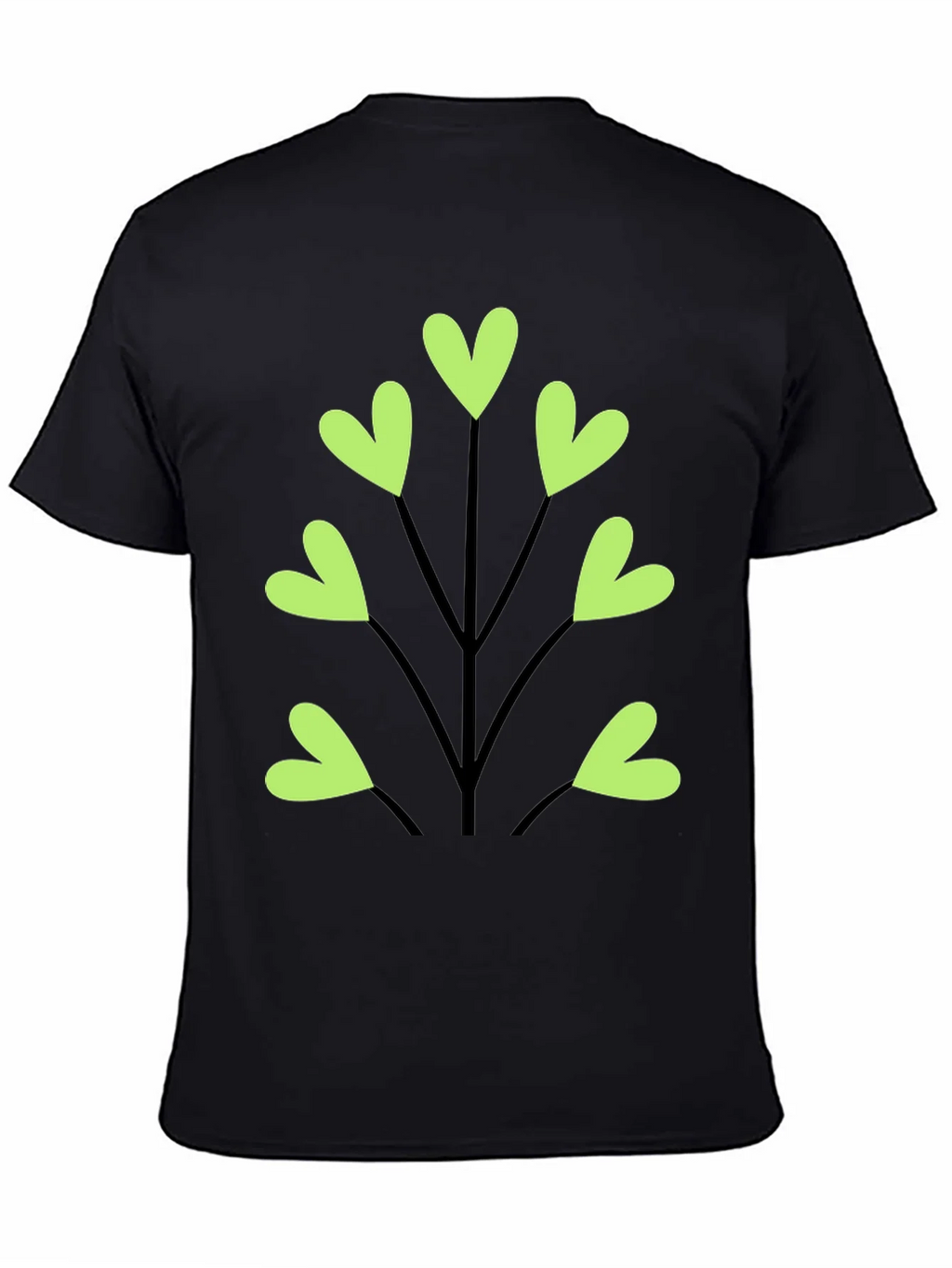 Heart Leaf Tee - Black Cotton T-Shirt
