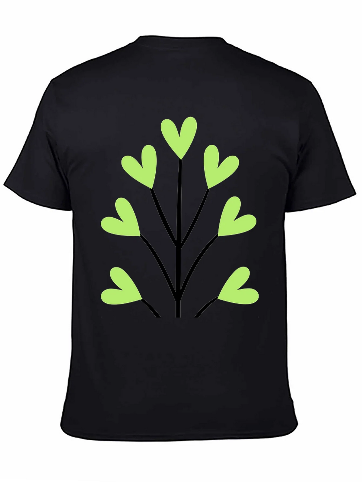 Heart Leaf Tee - Black Cotton T-Shirt