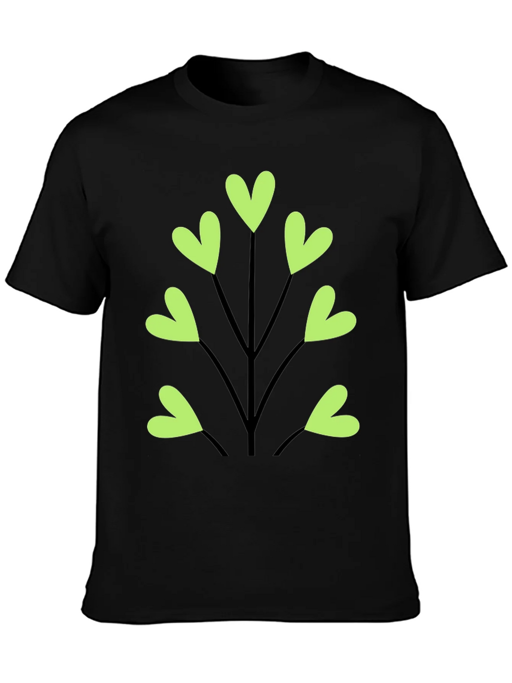 Heart Leaf Tee - Black Cotton T-Shirt