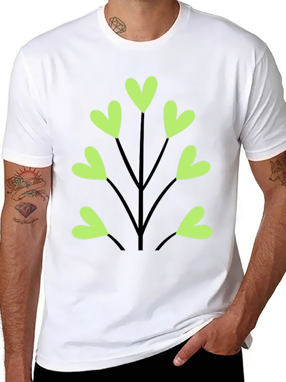 Heart Leaf Tee - Black Cotton T-Shirt