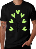 Heart Leaf Tee - Black Cotton T-Shirt