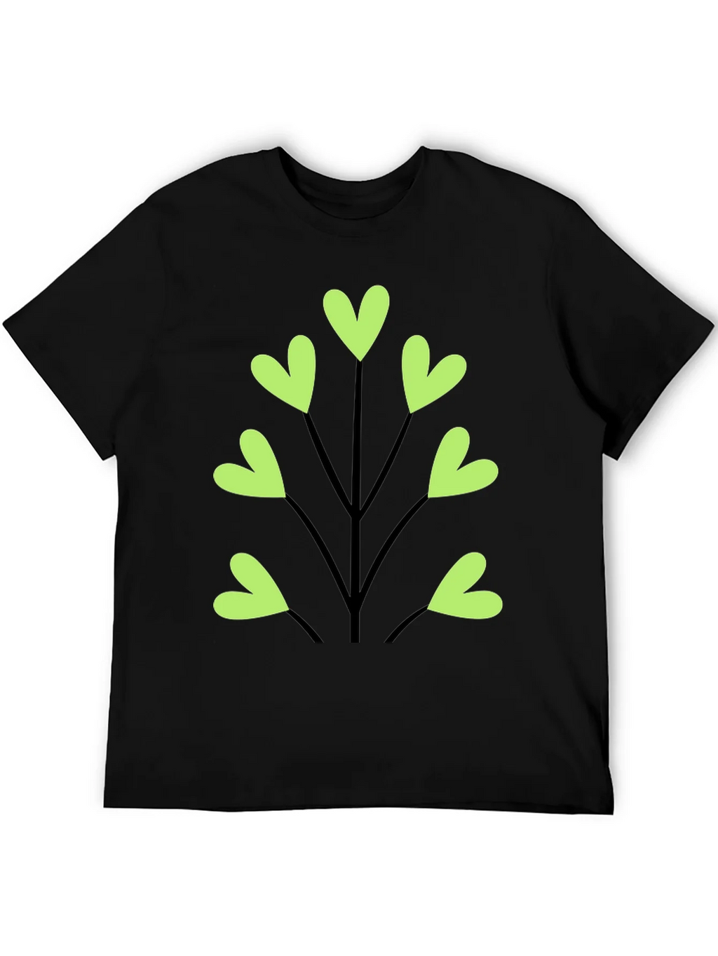 Heart Leaf Tee - Black Cotton T-Shirt