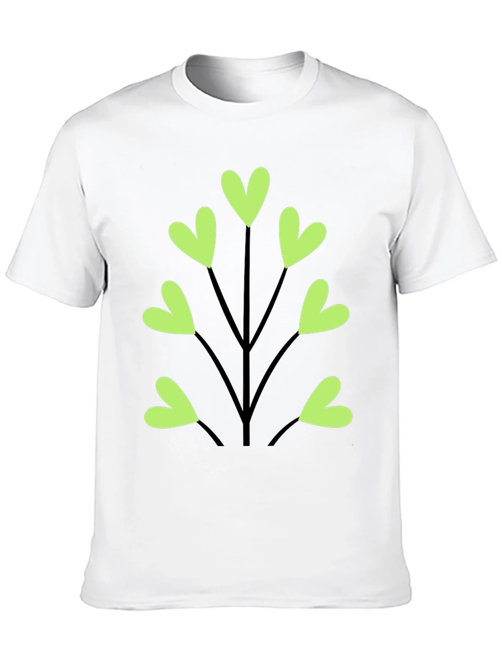 Heart Leaf Tee - Black Cotton T-Shirt