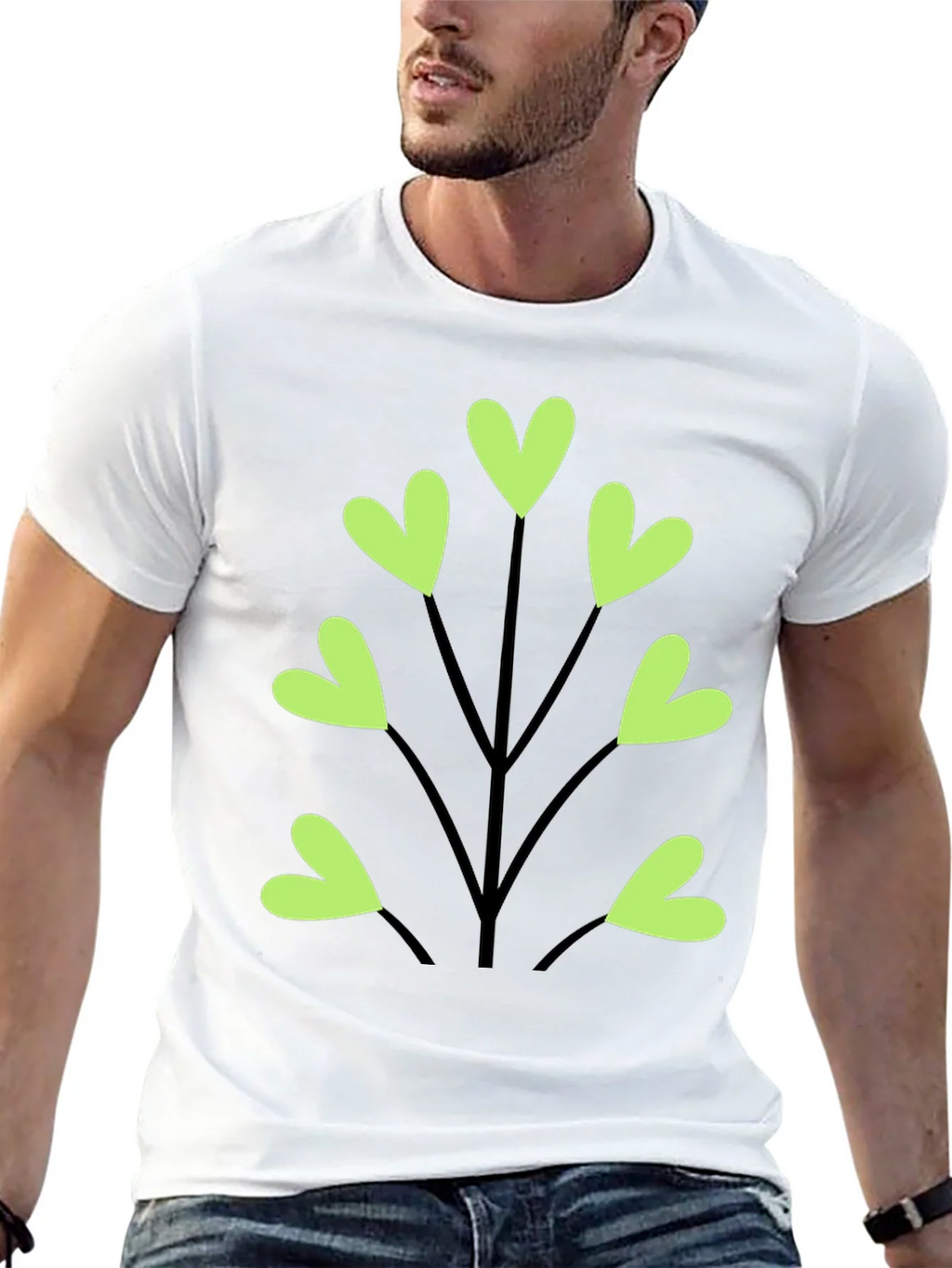 Heart Leaf Tee - Black Cotton T-Shirt