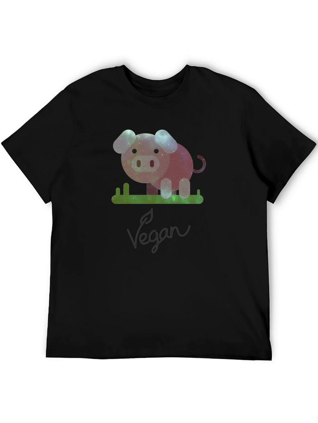 Vegan Galaxy Pig Graphic T-Shirt