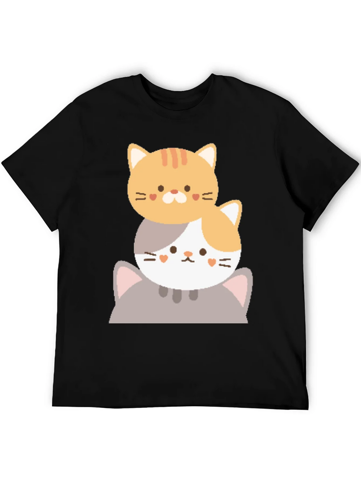 Cute Stacked Cats Graphic T-Shirt