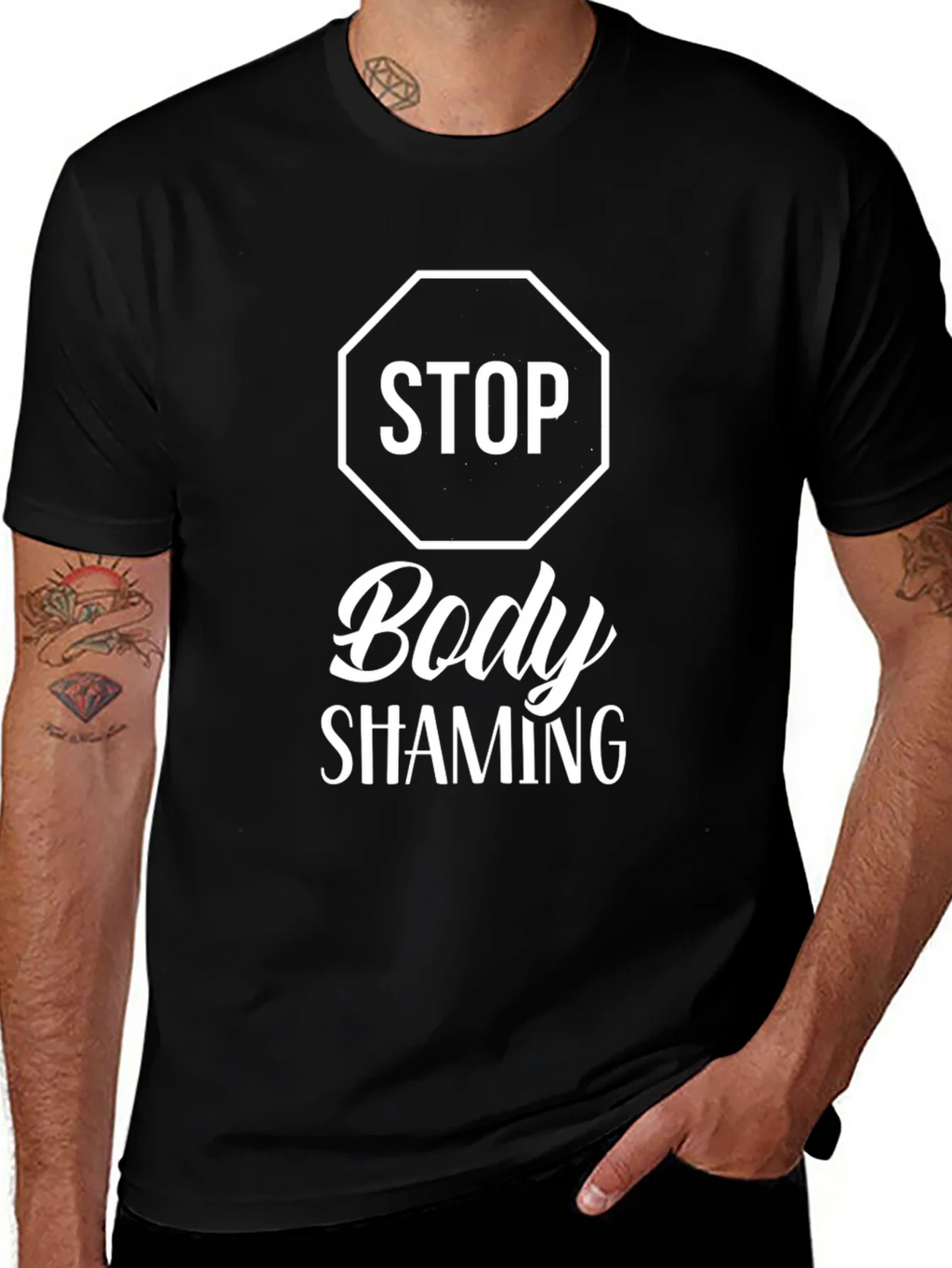 Stop Body Shaming Graphic T-Shirt - Black