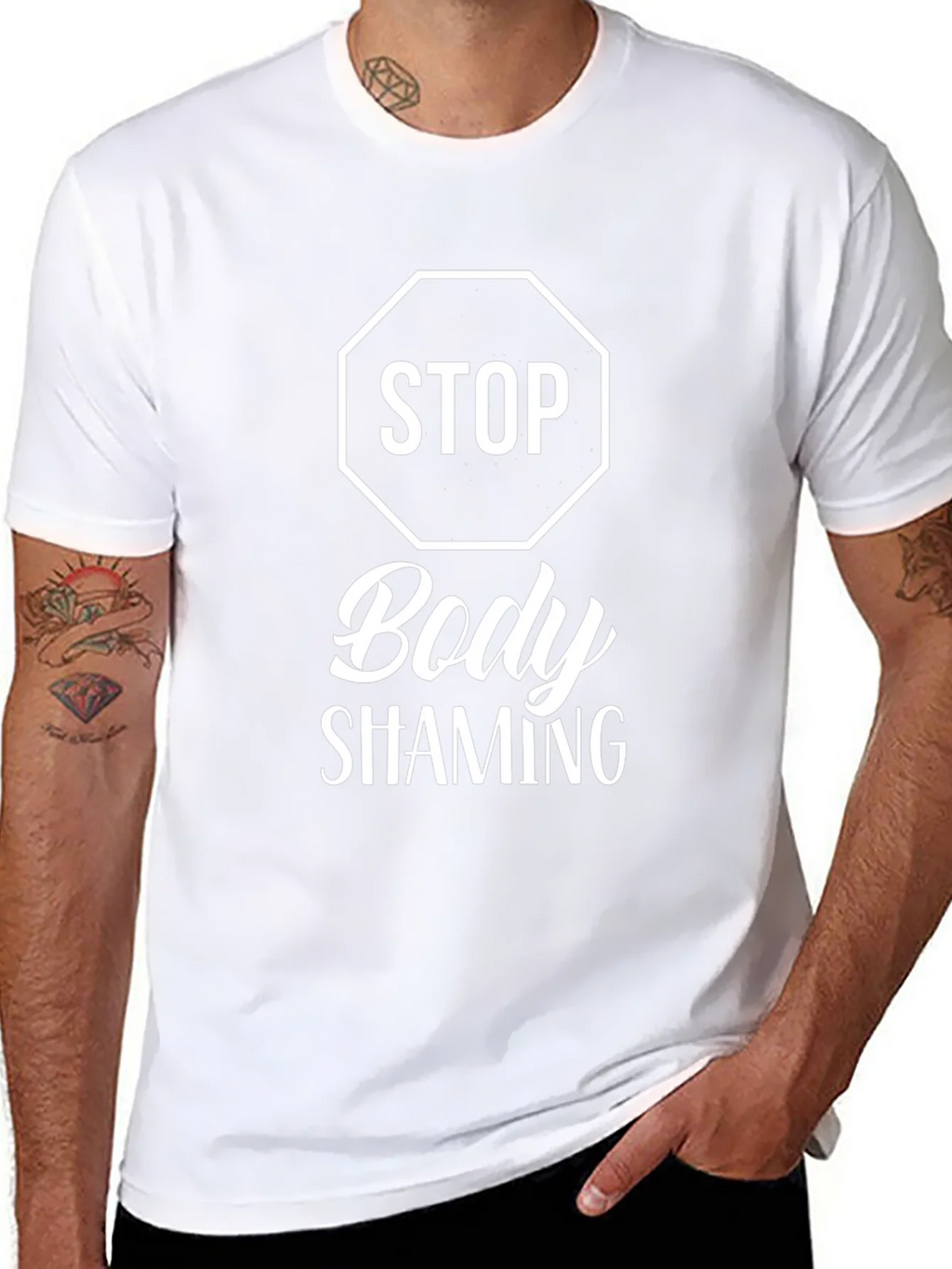 Stop Body Shaming Graphic T-Shirt - Black