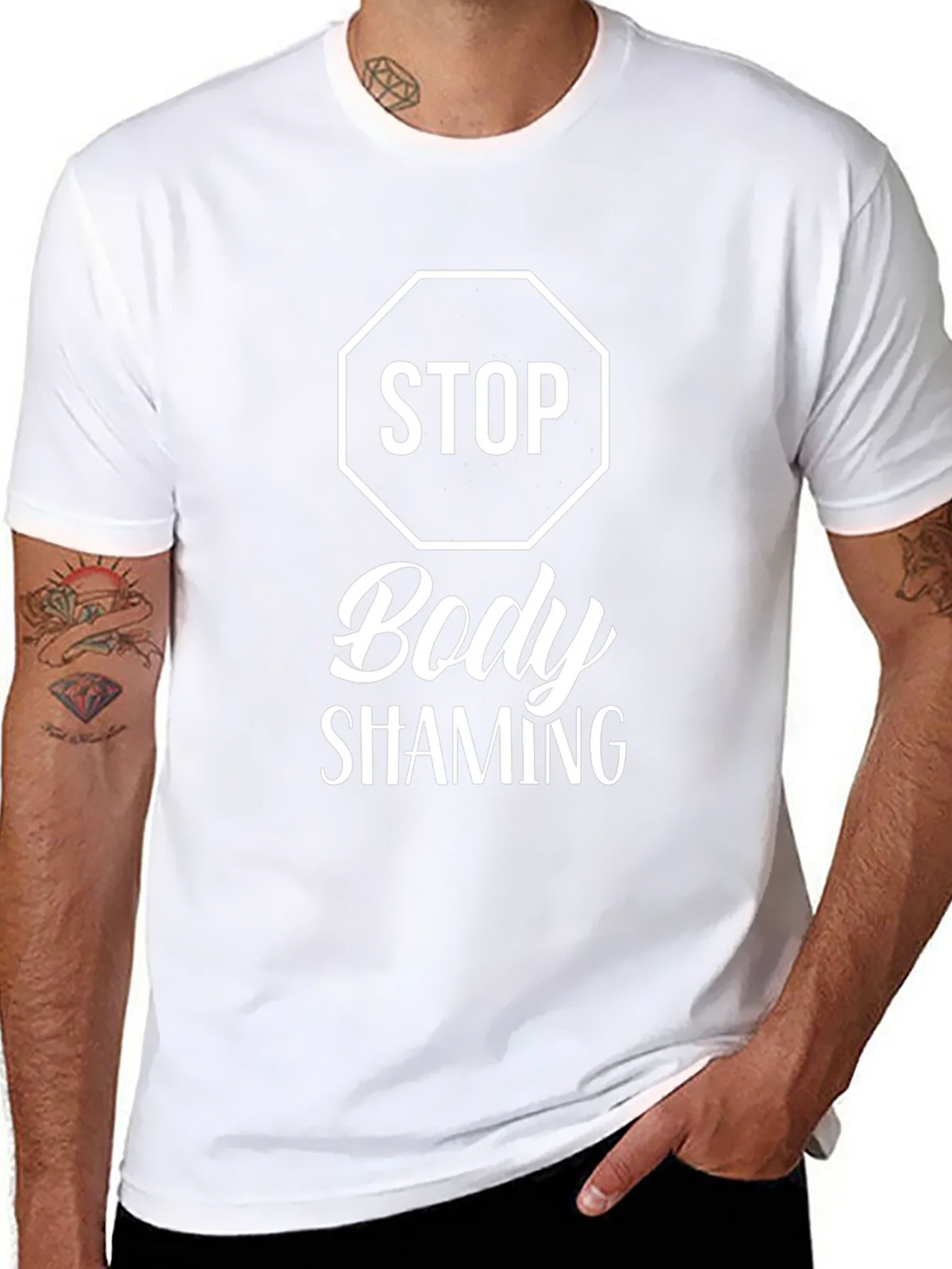 Stop Body Shaming Graphic T-Shirt - Black