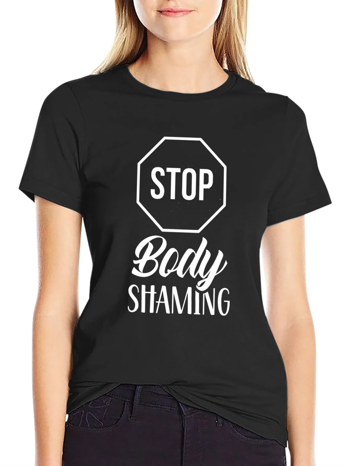 Stop Body Shaming Graphic T-Shirt - Black