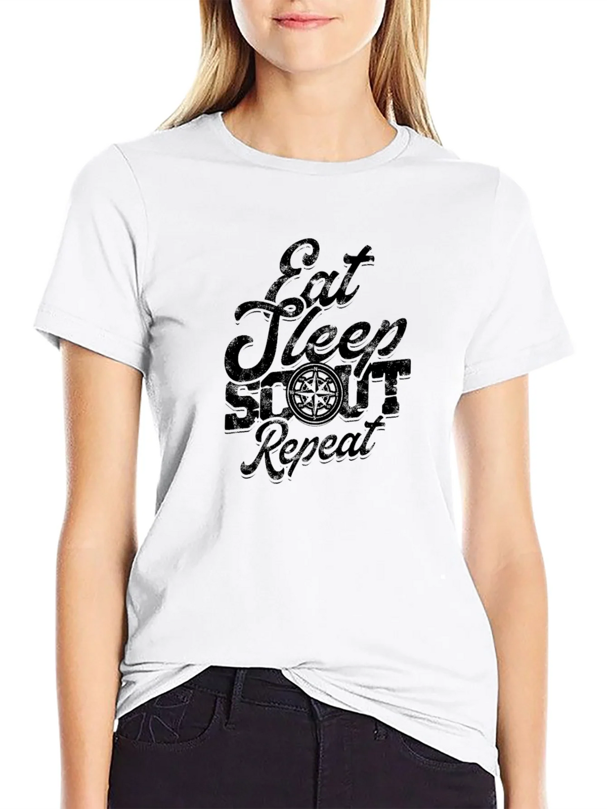 Eat Sleep Scout Repeat Black Graphic Tee