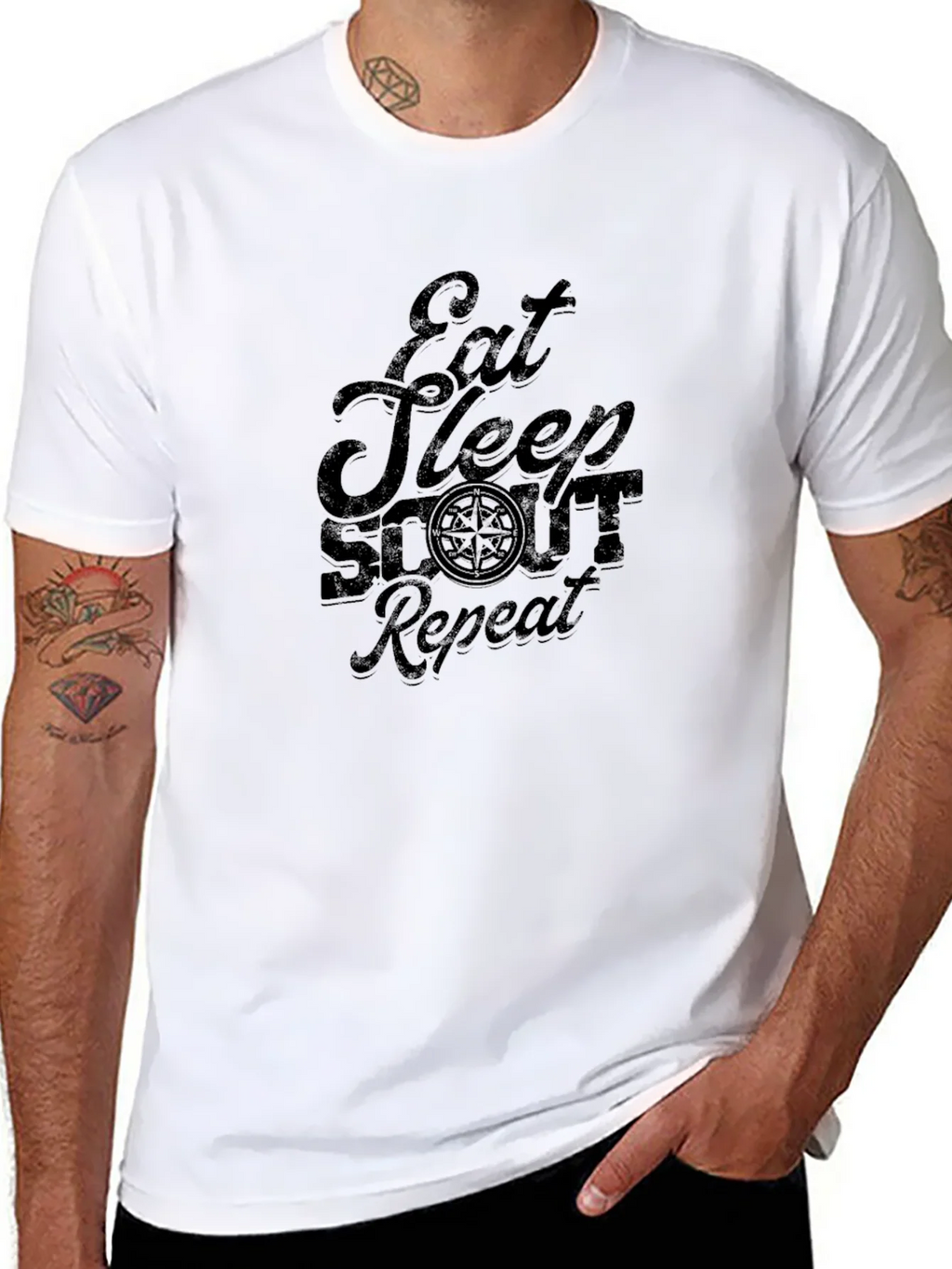 Eat Sleep Scout Repeat Black Graphic Tee