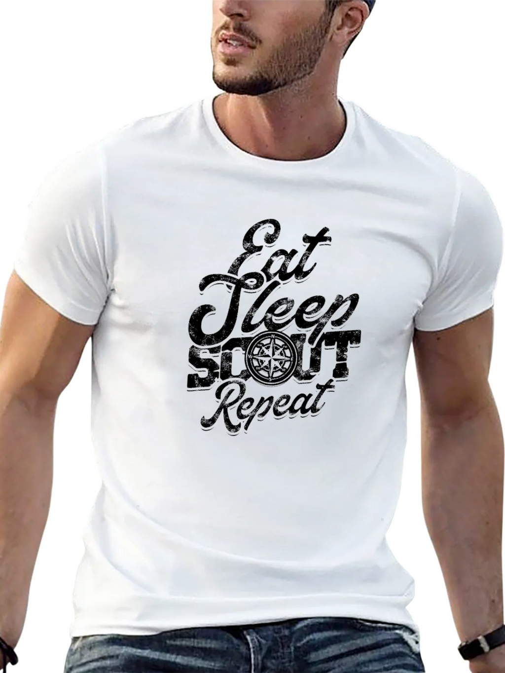 Eat Sleep Scout Repeat Black Graphic Tee