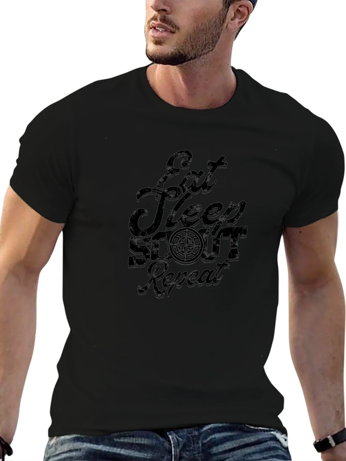Eat Sleep Scout Repeat Black Graphic Tee