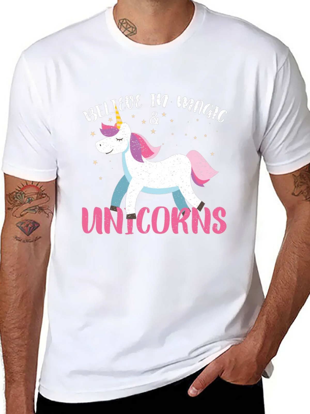 Believe in Magic Unicorns Black T-Shirt