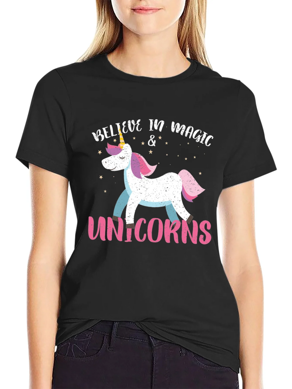 Believe in Magic Unicorns Black T-Shirt