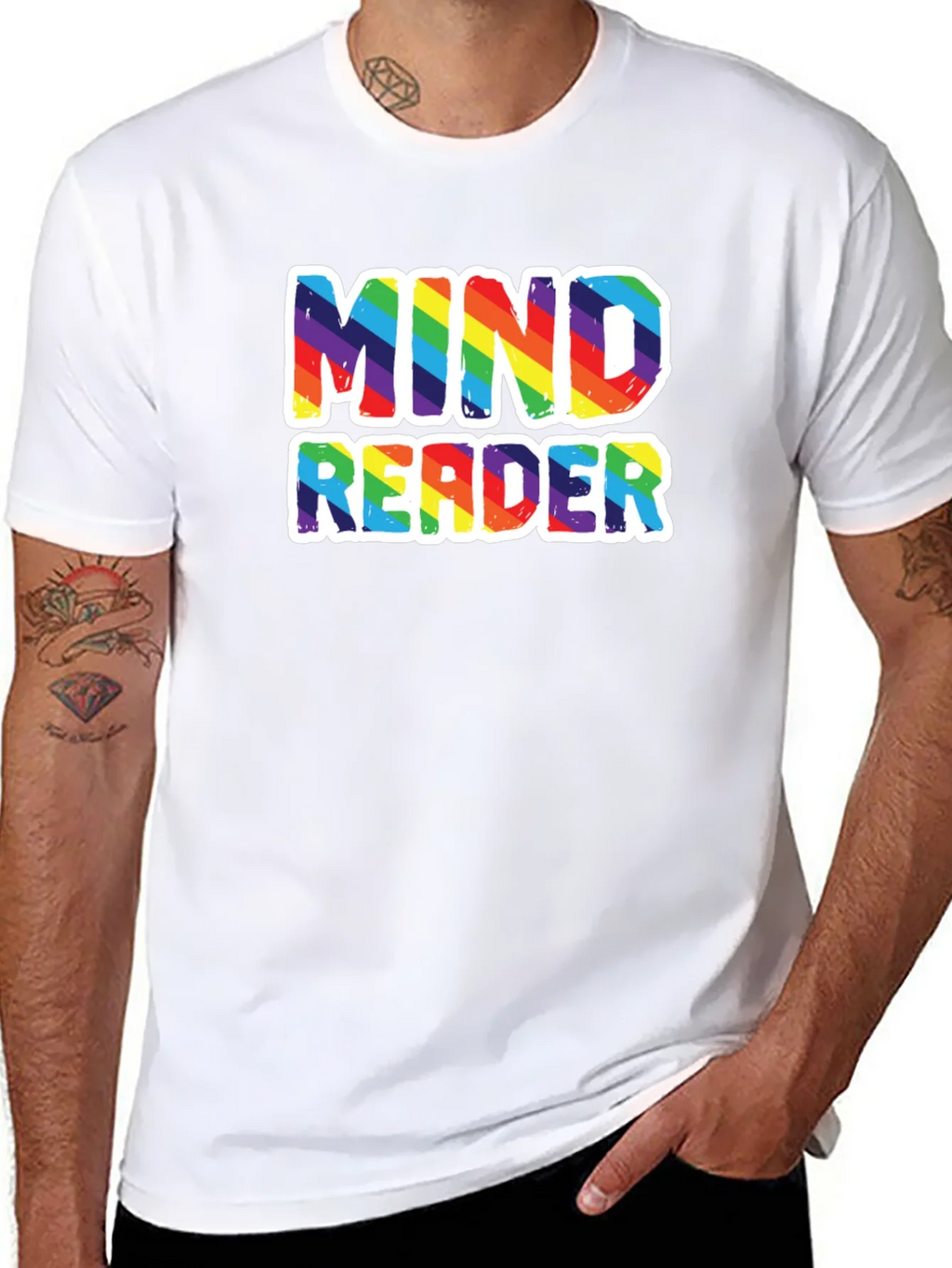 Mind Reader Rainbow Graphic Tee - Black Cotton T-Shirt