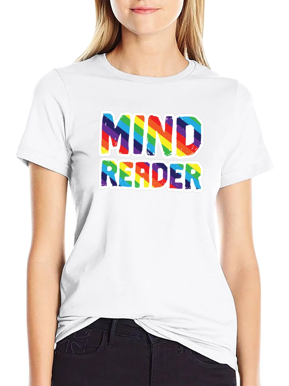 Mind Reader Rainbow Graphic Tee - Black Cotton T-Shirt