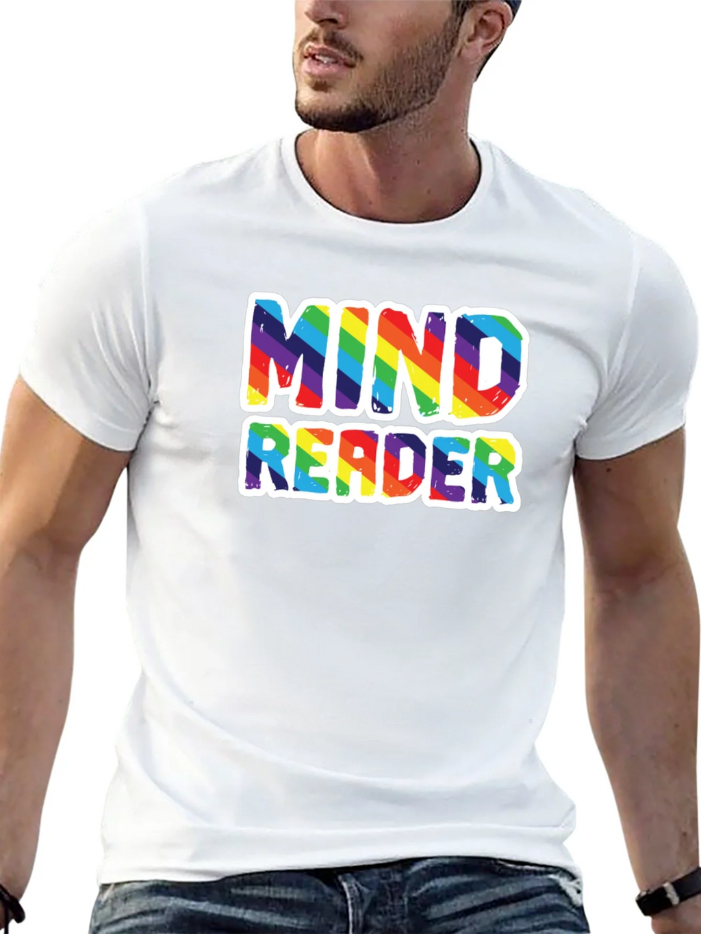 Mind Reader Rainbow Graphic Tee - Black Cotton T-Shirt