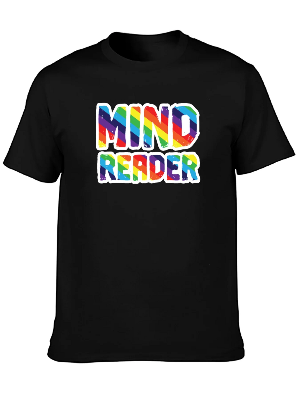 Mind Reader Rainbow Graphic Tee - Black Cotton T-Shirt