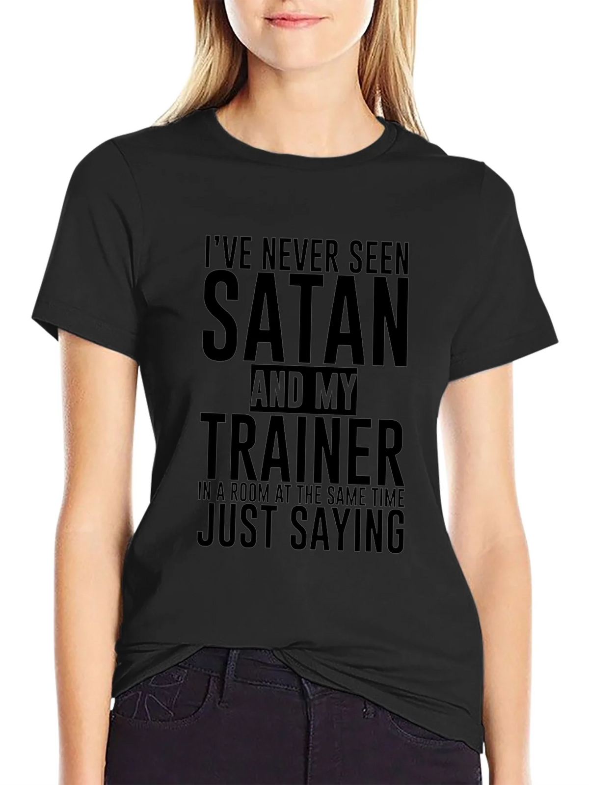 Satan Trainer Funny Black T-Shirt