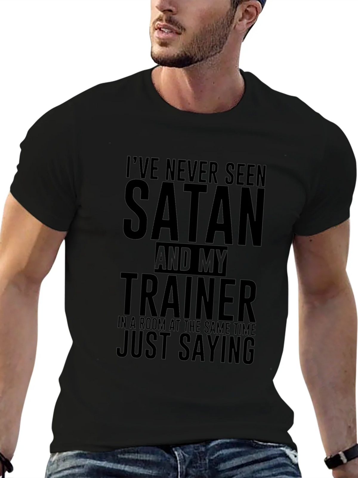 Satan Trainer Funny Black T-Shirt