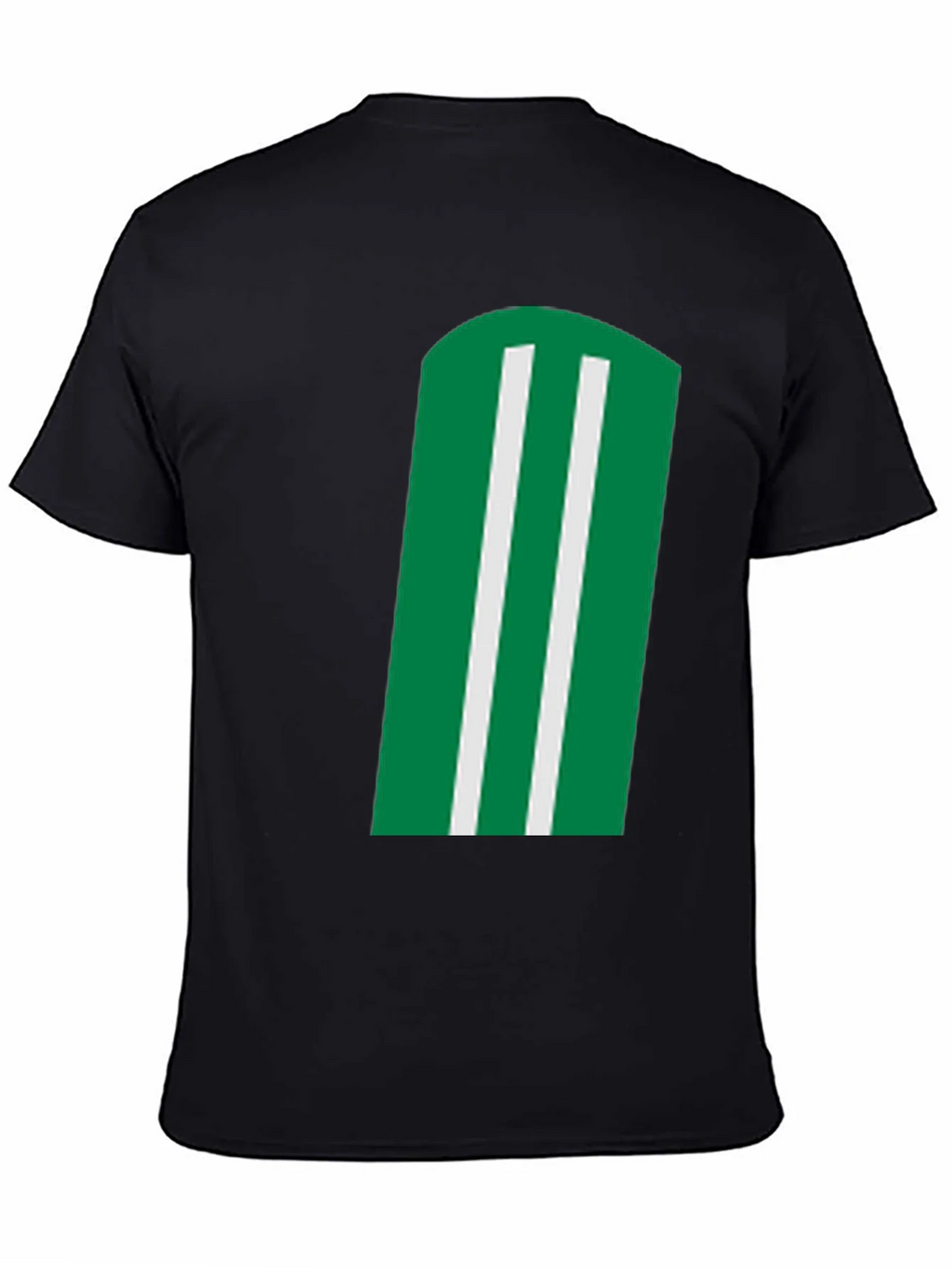 Green & White Striped Graphic Black T-Shirt