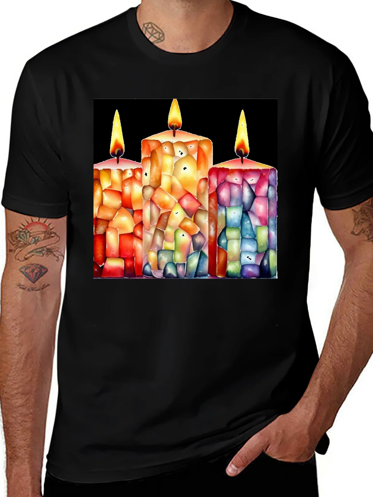 Candle Art Black T-Shirt