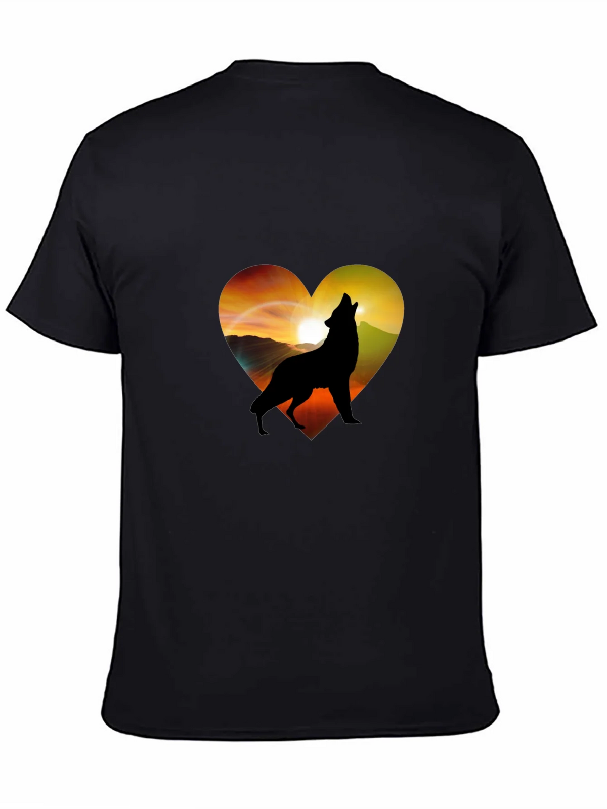 Wolf Heart Graphic T-Shirt - Mens Black Tee