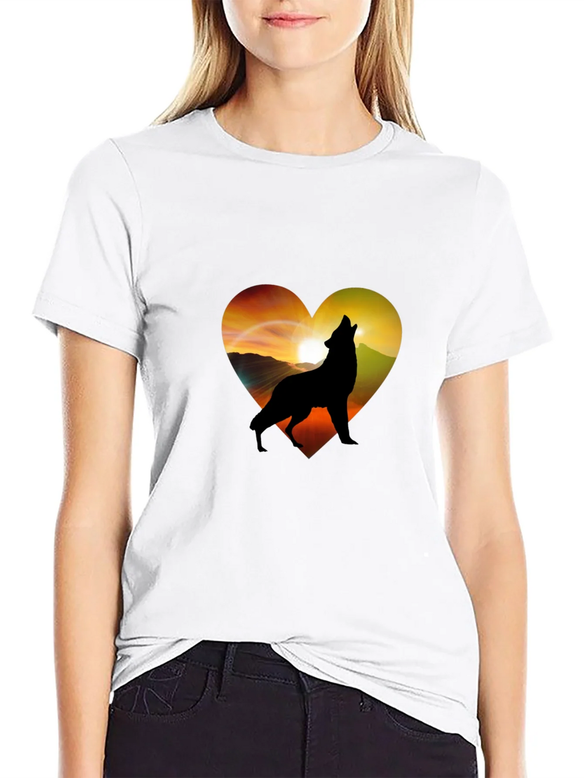 Wolf Heart Graphic T-Shirt - Mens Black Tee