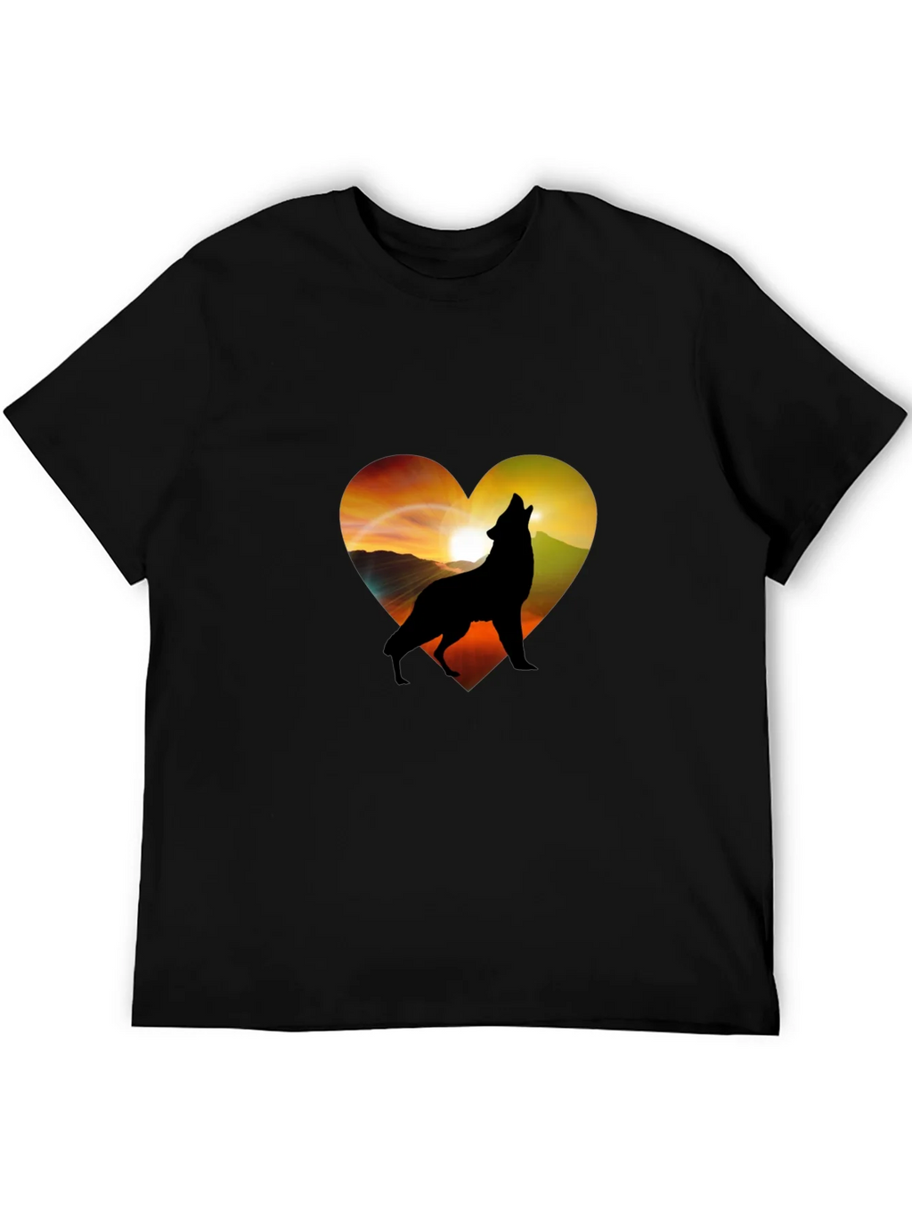 Wolf Heart Graphic T-Shirt - Mens Black Tee